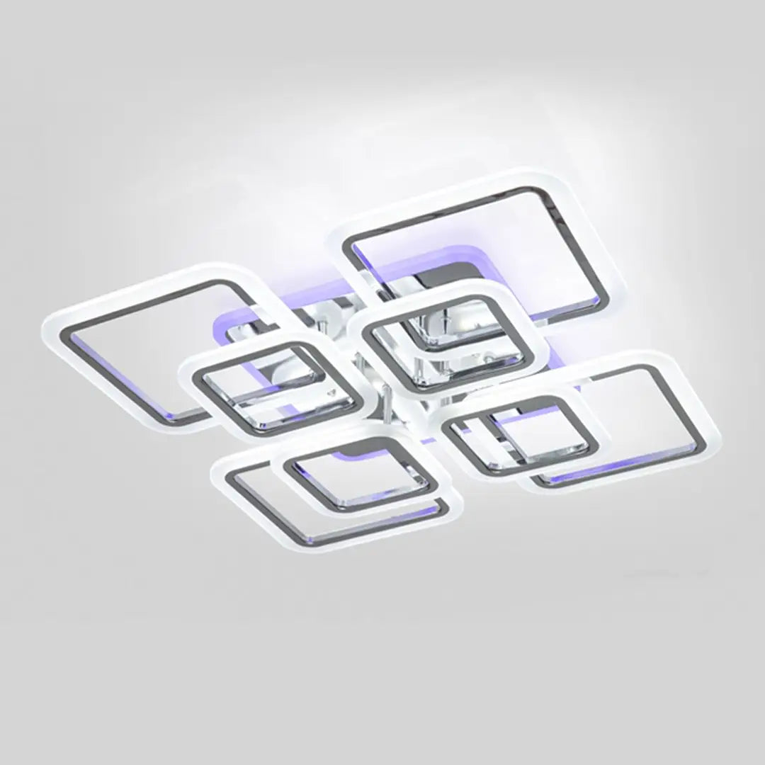 Lustra LED 4+4 SQUARE Gigant Silver RGB Echivalent 1200W Telecomanda