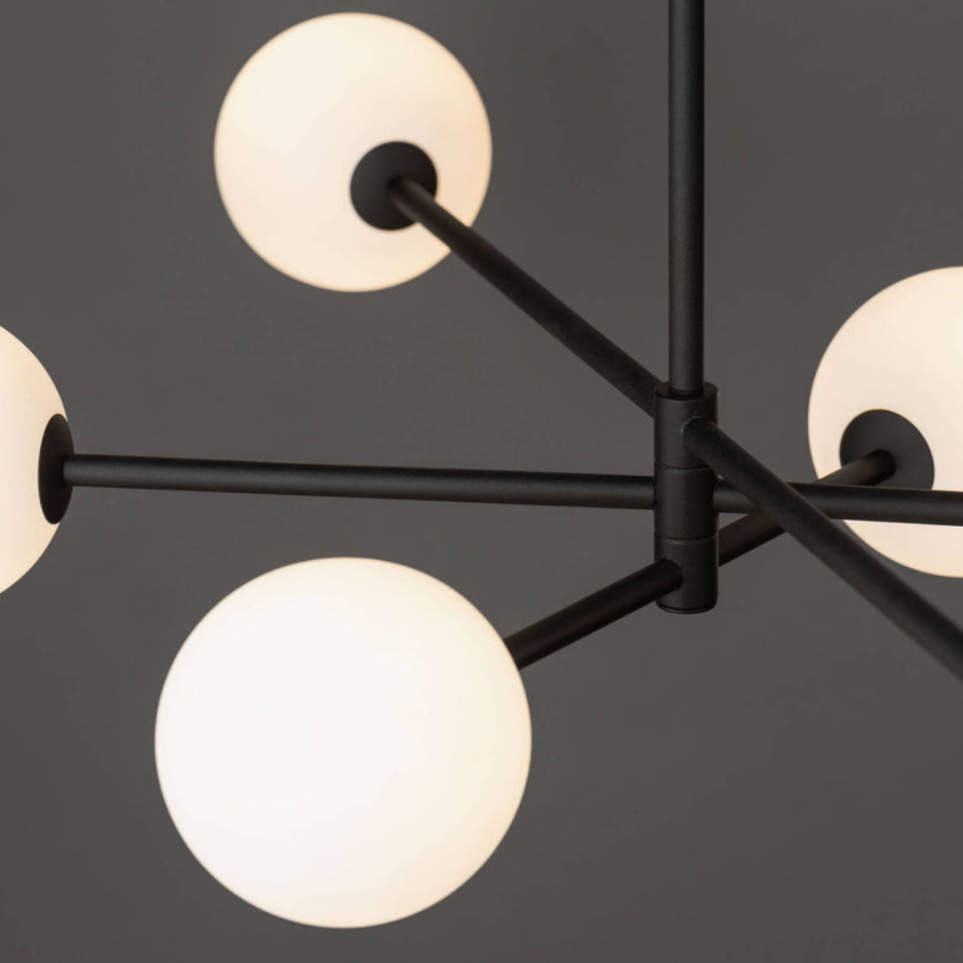 Lustra Abajur Mat Black ROD 6xE27