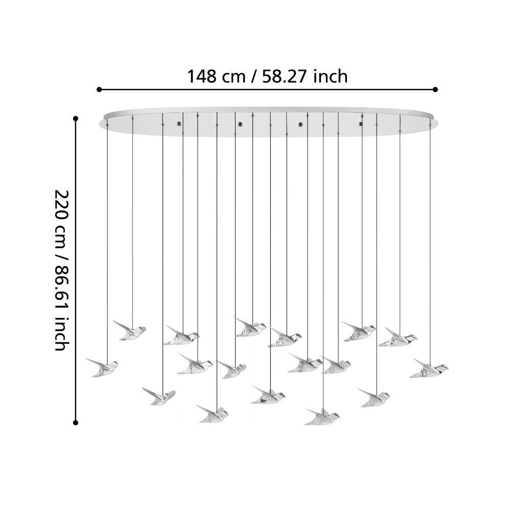 Lustra LED Liniara Suspendata Luxury PARATEBUENO SILVER Echivalent 600W