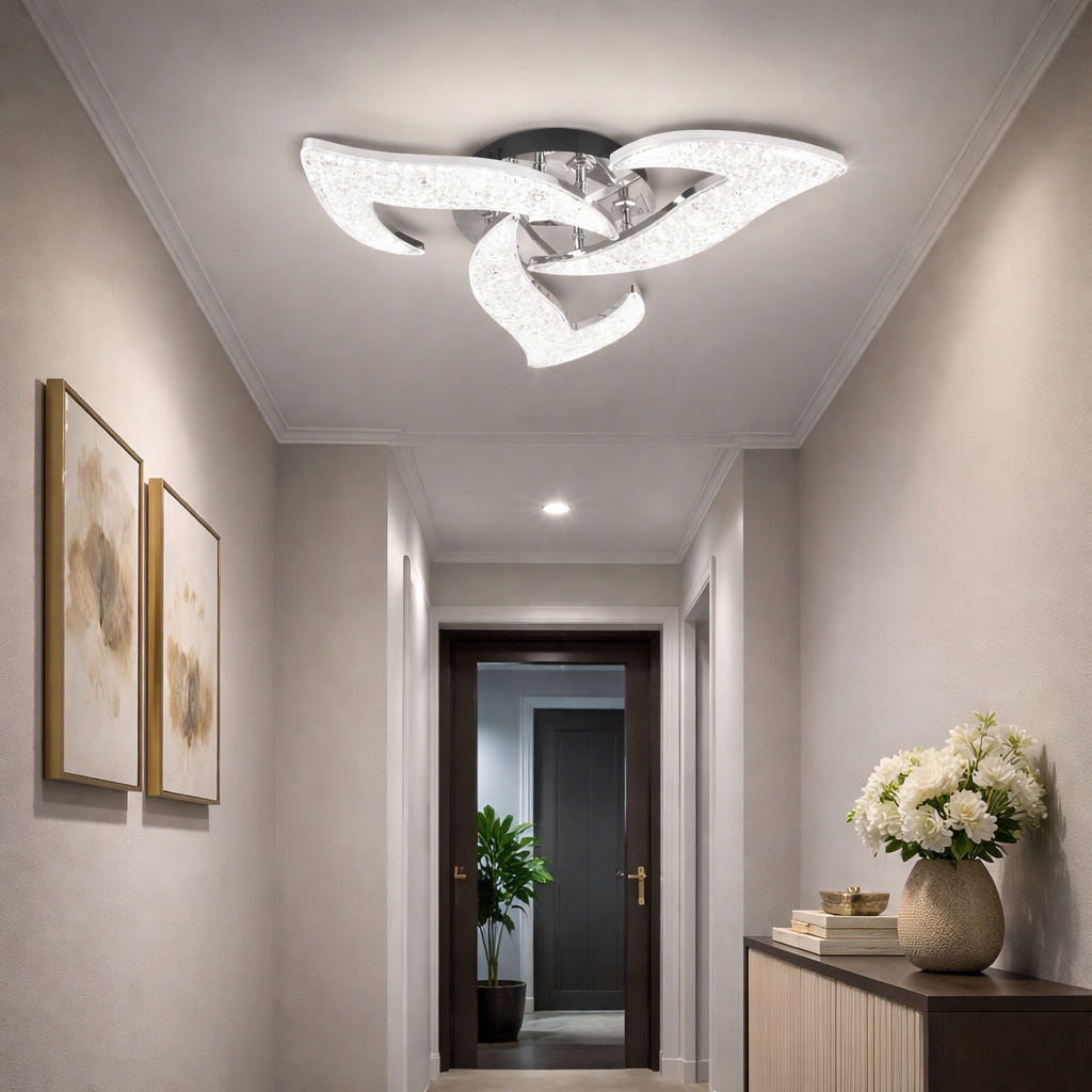 Lustra LED Mini NARCISSE Sparkle Silver Echivalent 400W Telecomanda