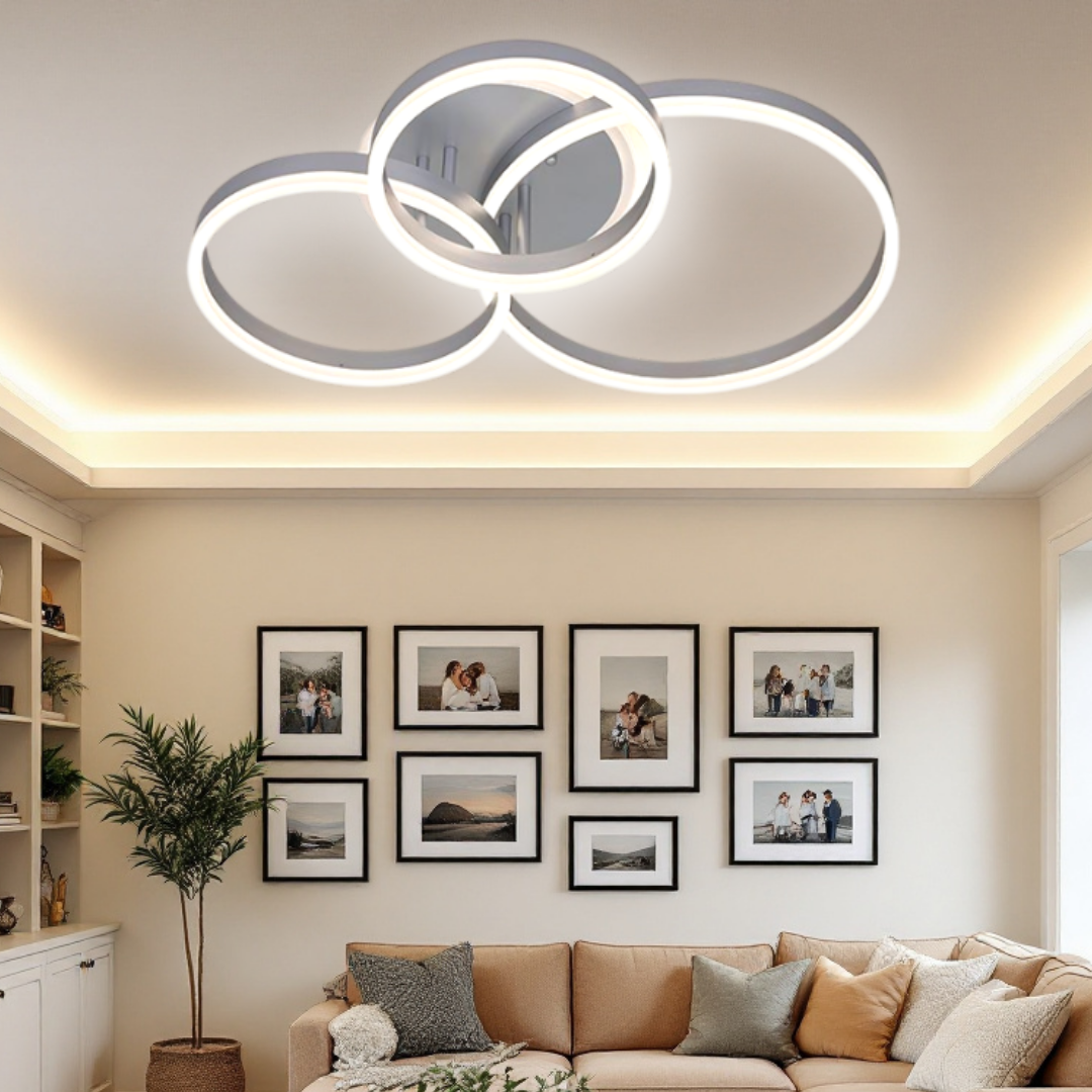 Lustra LED Beauty Silver Circle Echivalent 600W cu Telecomanda