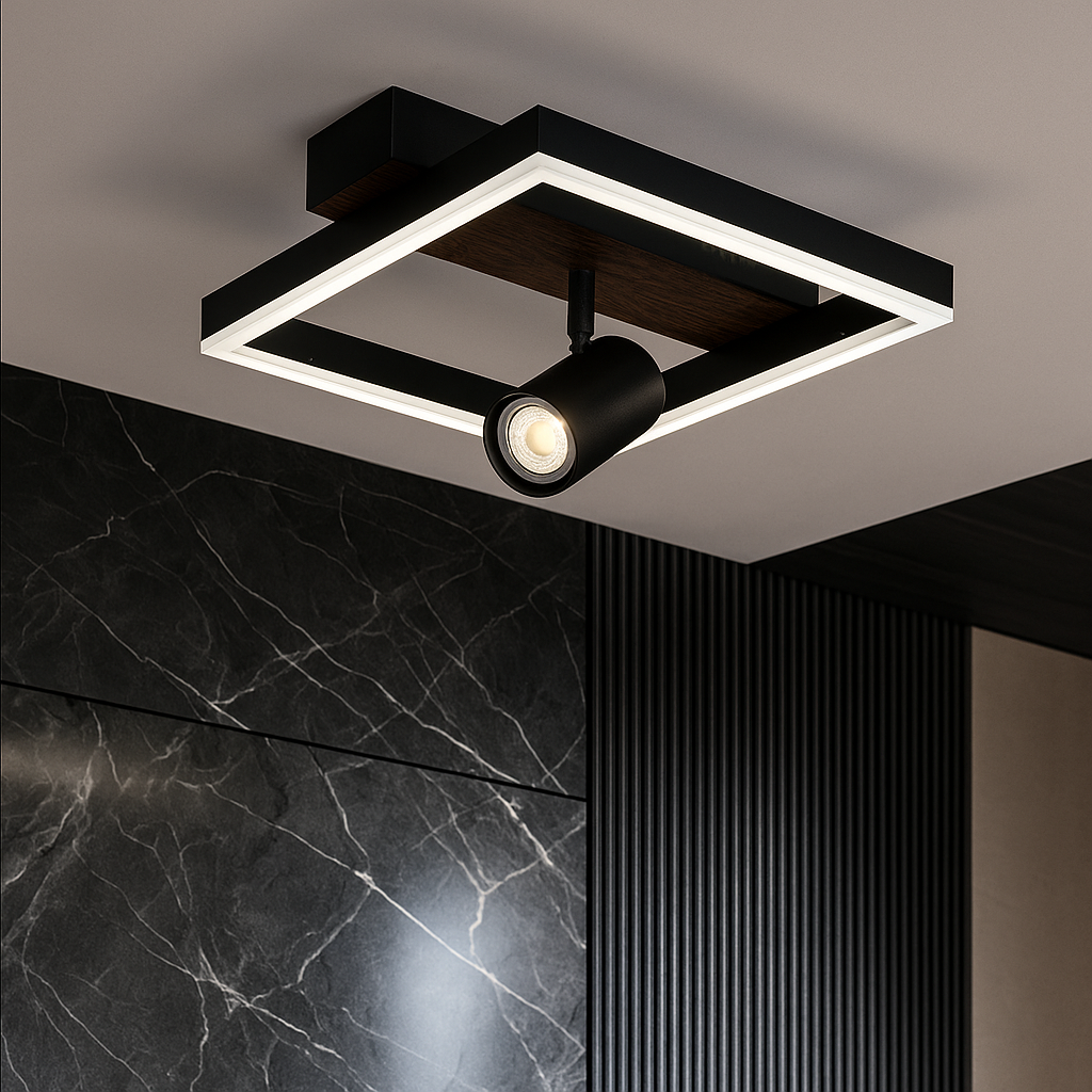 Lustra LED Aplicata Zenn Black Echivalent 540W Telecomanda G4227