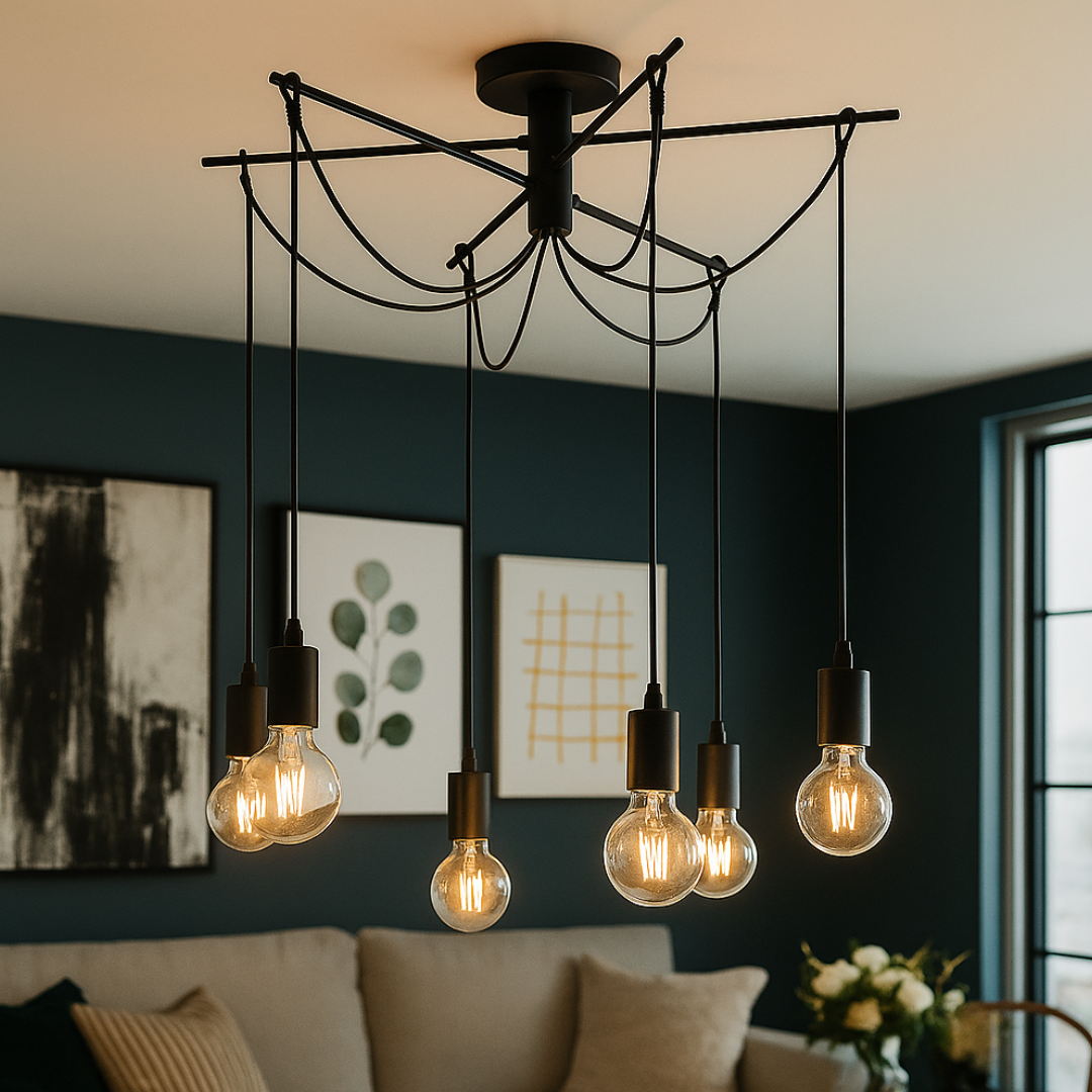 Lustra Suspendata Vintage Black Ragno 6xE27