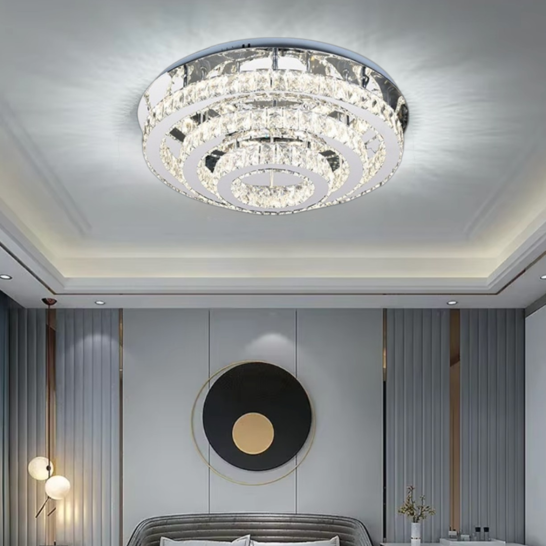 Lustra LED Exquisite Round Cristal Echivalent 400W Telecomanda CHROME / 40CM / CRISTAL Chandeliers