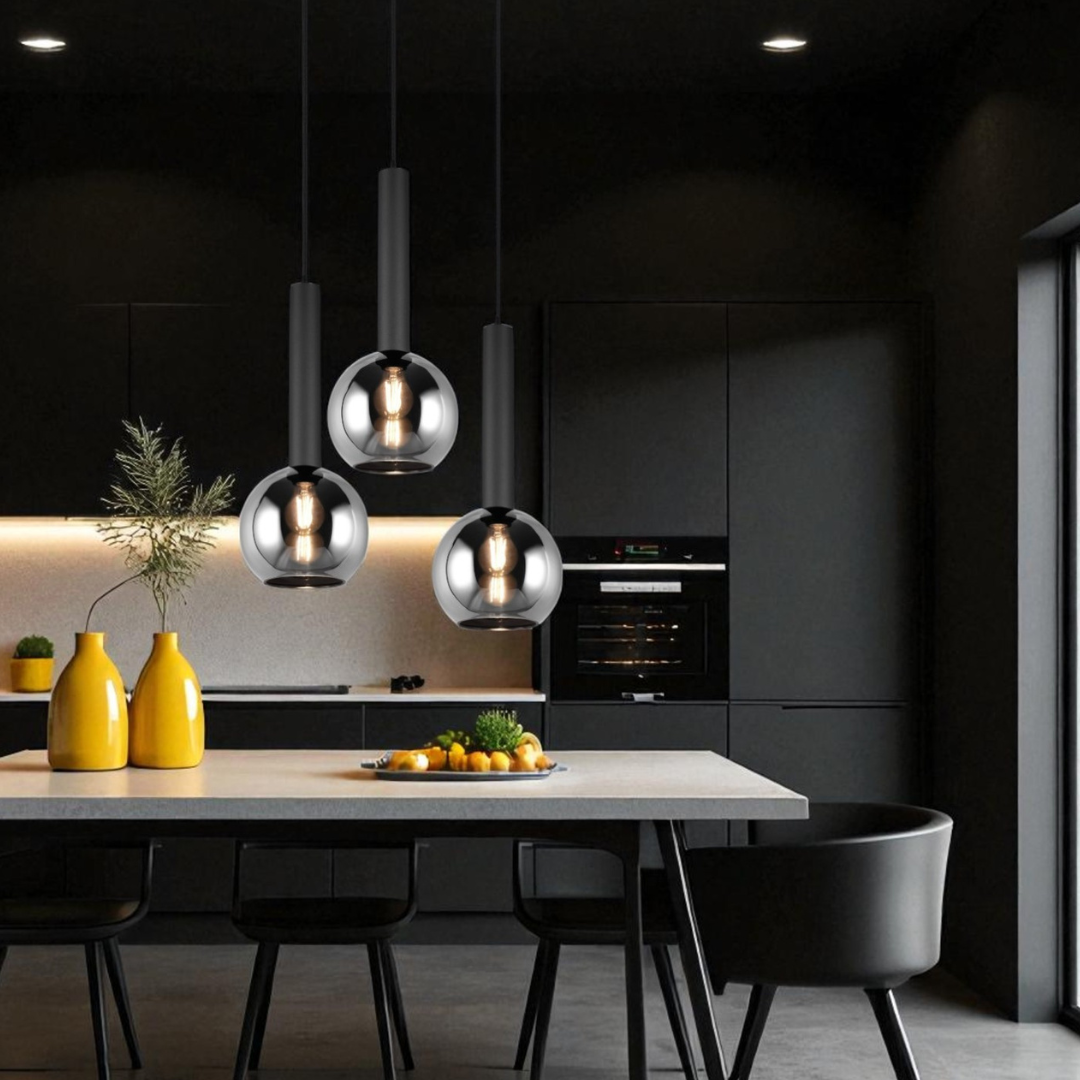 Lustra Suspendata Abajur fumuriu CLAYTON 3xE27