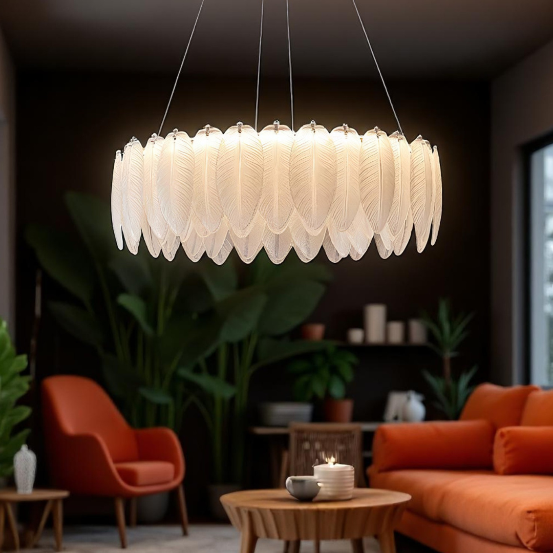 Lustra LED Suspendata 96W 50CM Feathers Deluxe Echivalent 500W