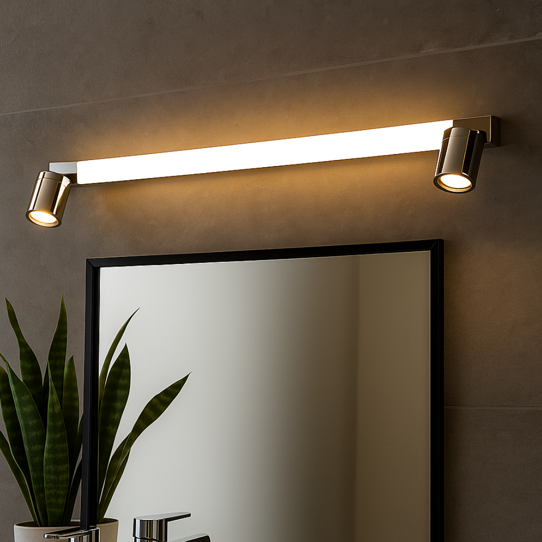 Aplica LED ENRICO Chrome 9W 90cm IP44 cu Spoturi 2xGU10