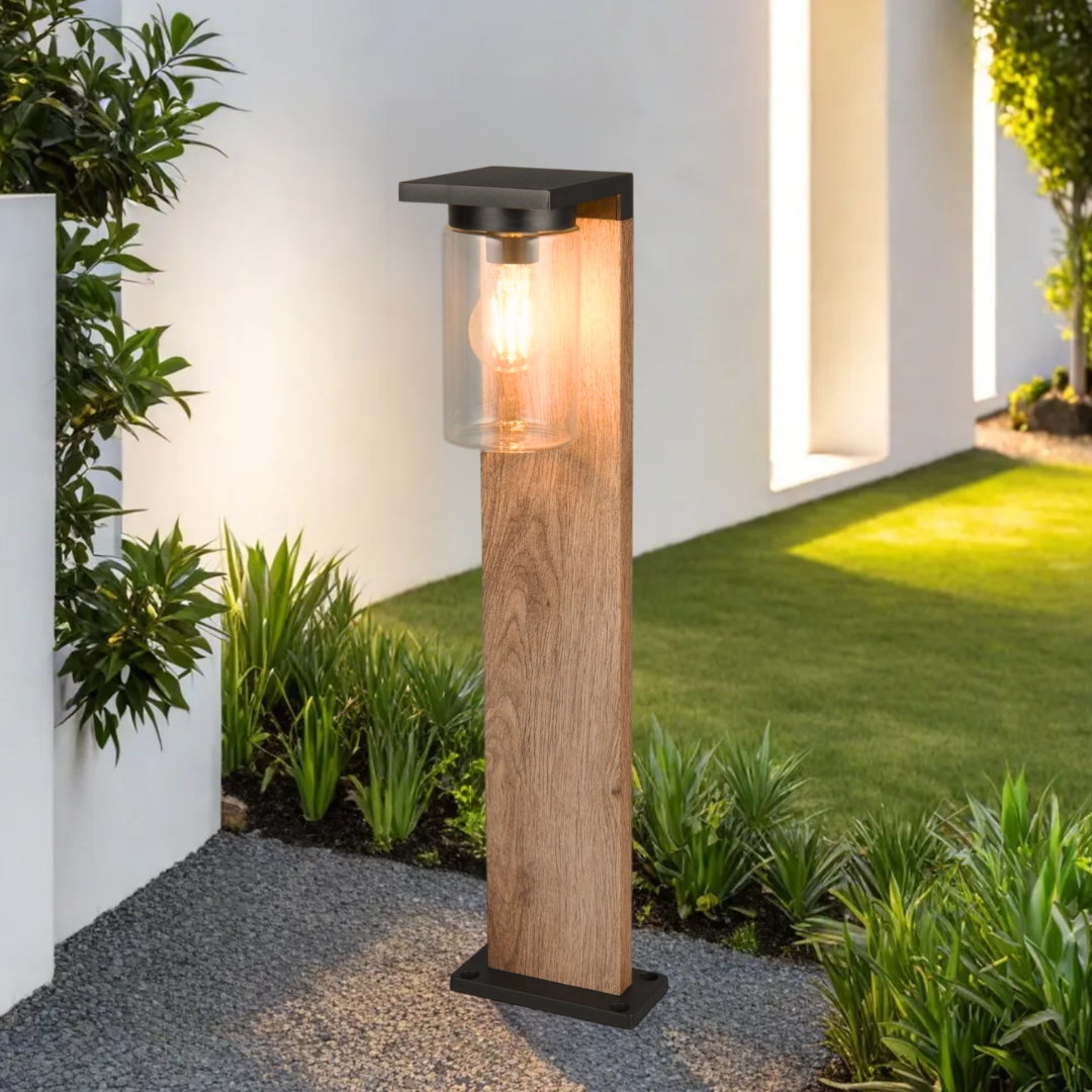 Stalp Ornamental ARDILA Finisaj Stil Lemn 65CM 1XE27