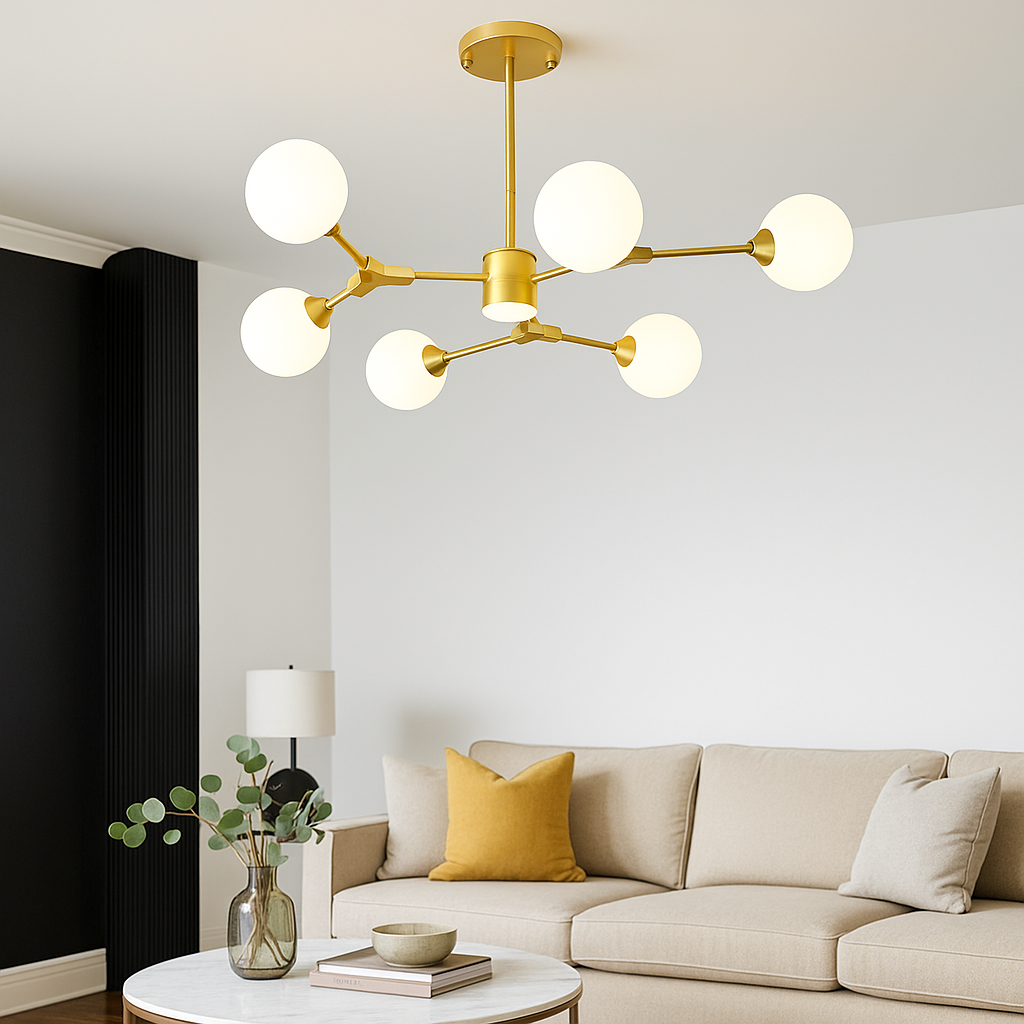 Lustra Auryn Gold Abajur Mat 6xG9