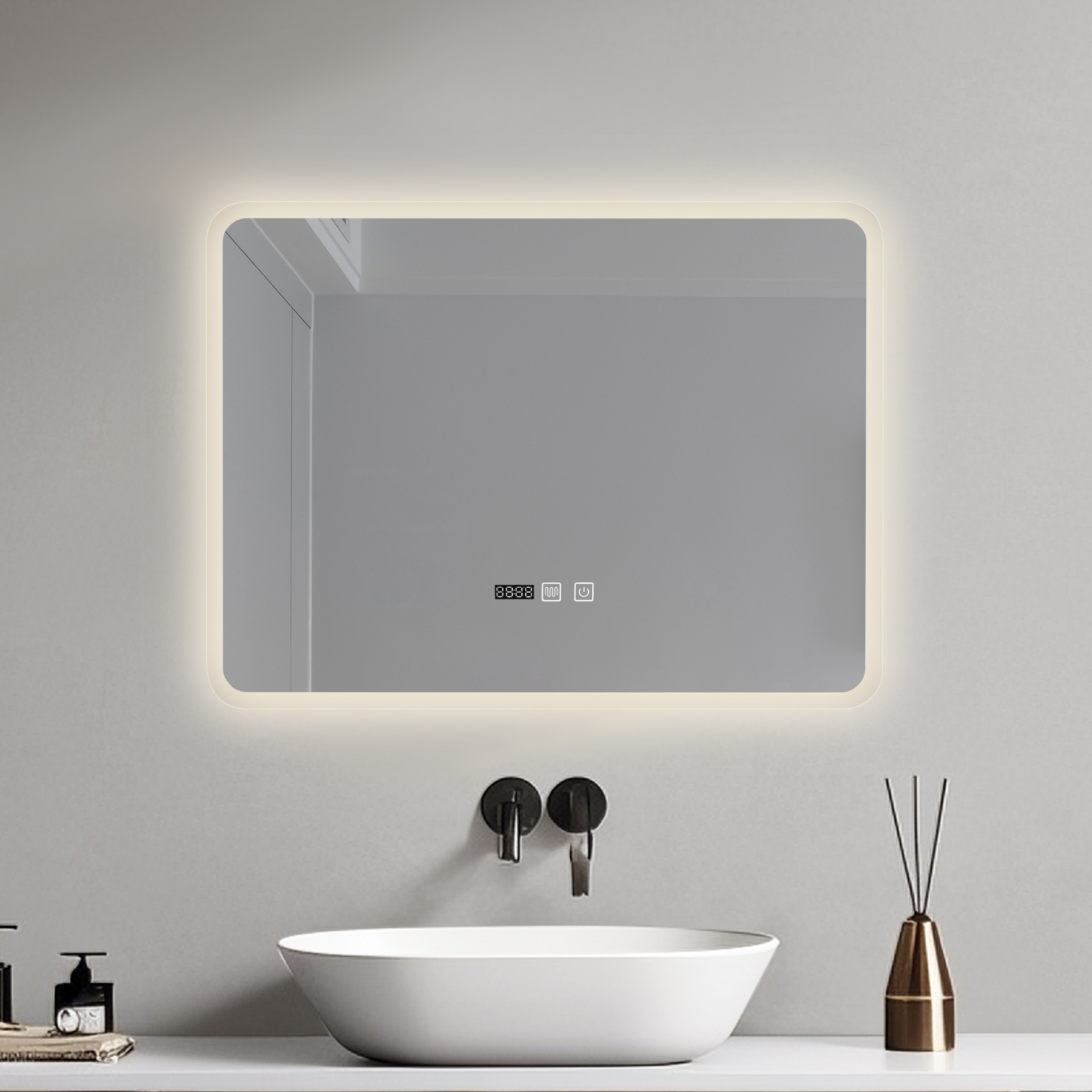 Oglinda LED ATLANTIS 80x60CM, 3 Lumini, Dezaburire si Touch
