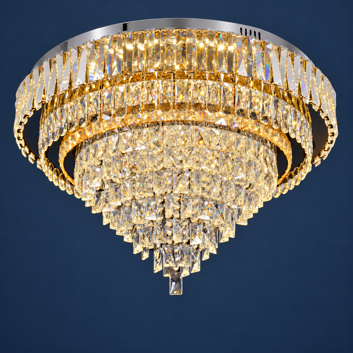 Lustra LED Cristal Aplicata Grandisomo Luce Rotunda Telecomanda