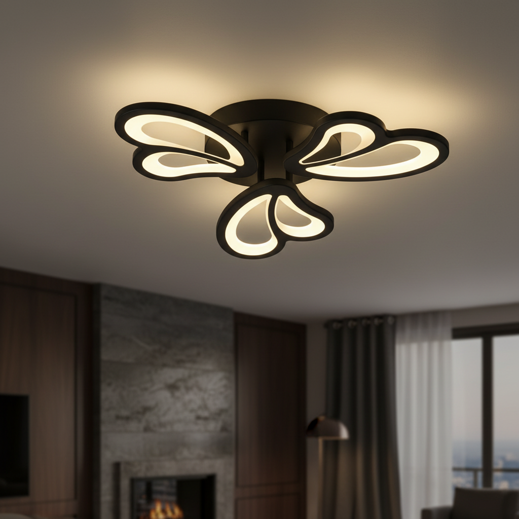 Lustra LED Aplicata Mini CLIO Black Echivalent 300W Telecomanda