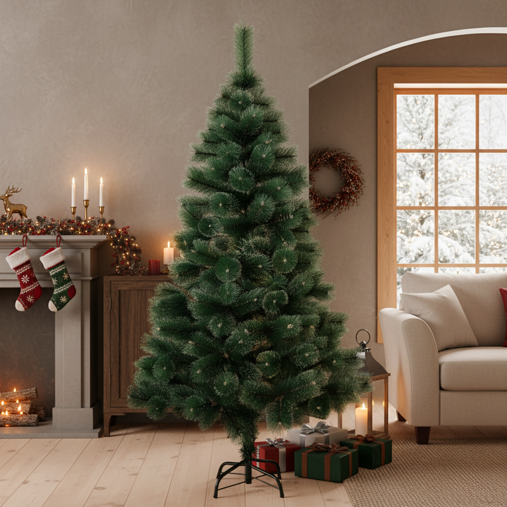 Brad Artificial de Craciun 180cm Pin Varfuri Ninse, Ace 3D, Suport Metalic A3