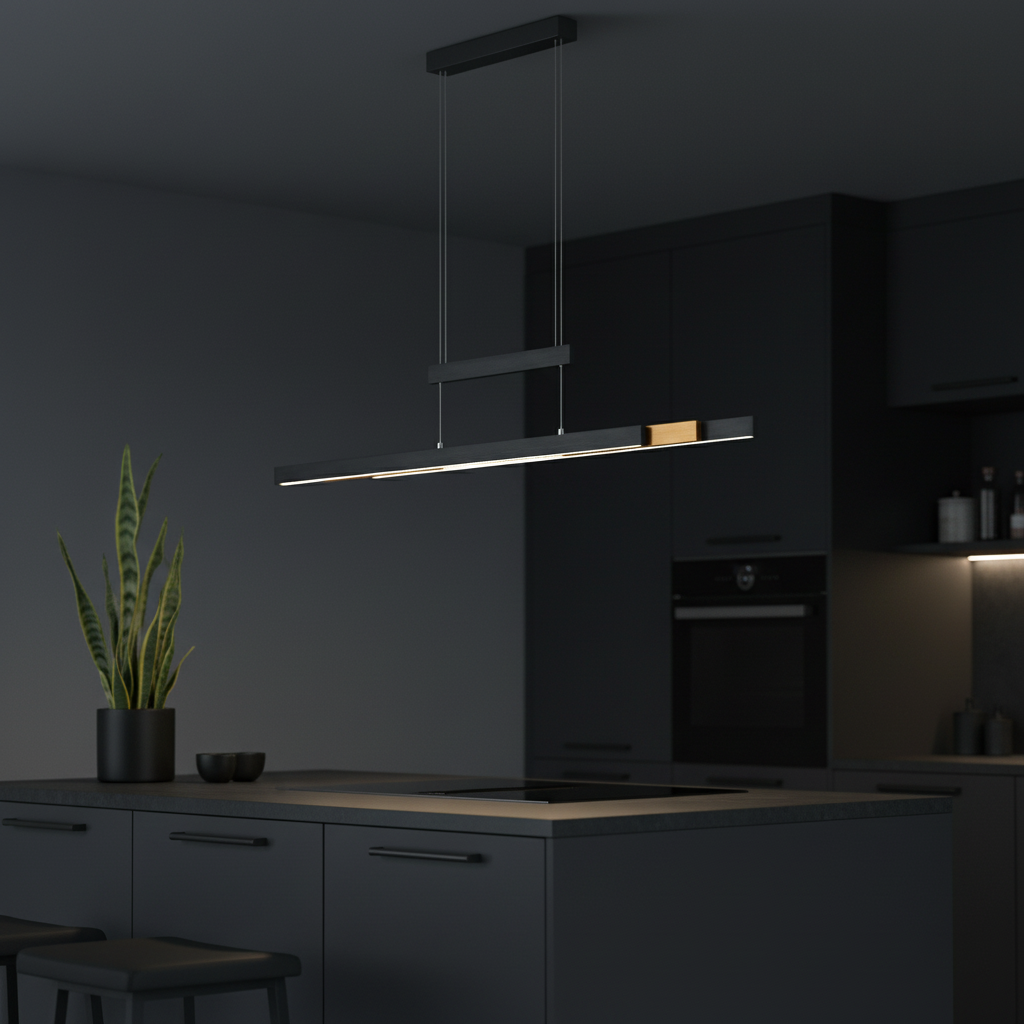 Lustra LED Suspendata Black&Gold 150CM TRAJAN Extensibila Echivalent 500W Liniara