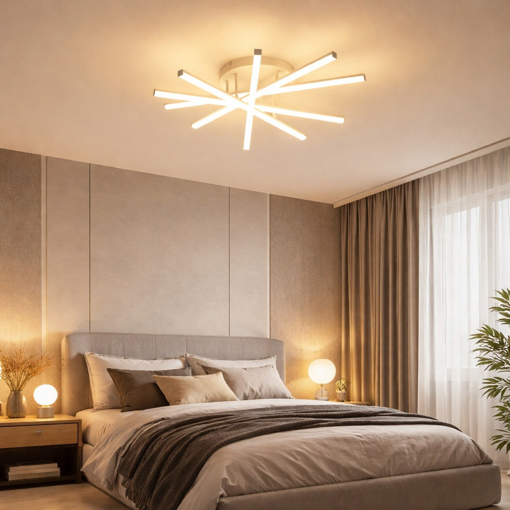 Lustra LED 5 Modern LINES STELLA White Echivalent 600W Telecomanda