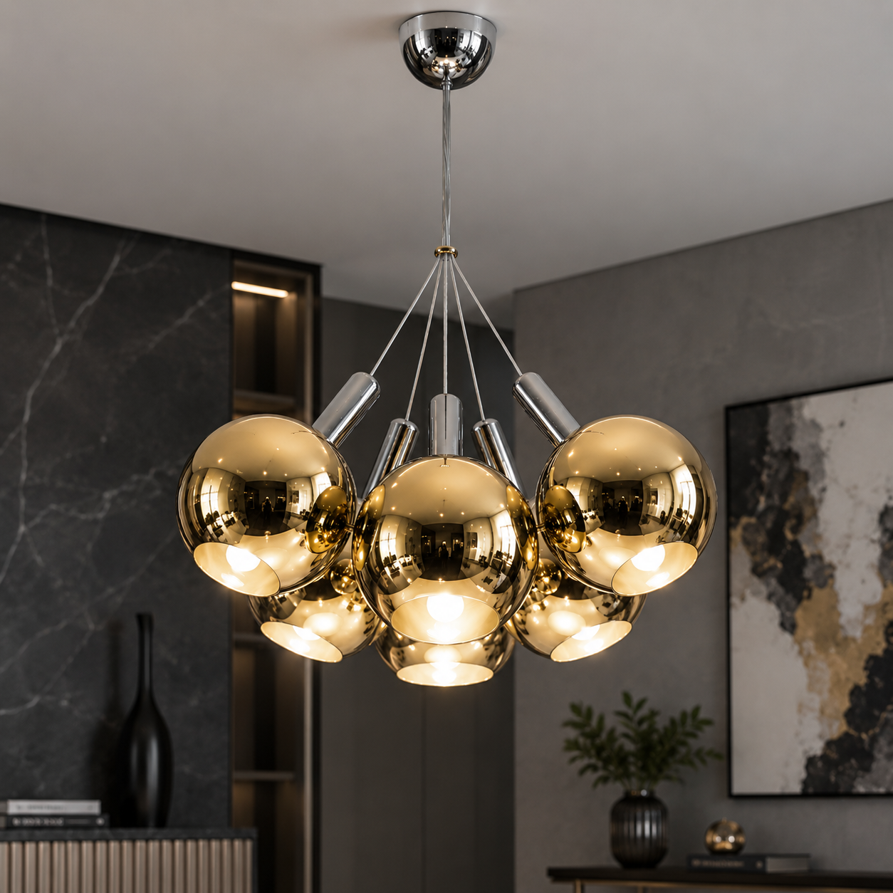 Lustra LED BALLS Unique Gold&Chrome Echivalent 200W