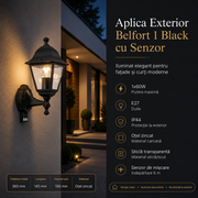 Aplica Exterior Belfort 1 cu Senzor 1xE27 Eglo IP44