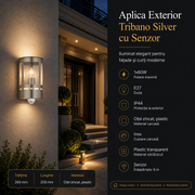 Aplica Exterior Tribano cu Senzor 1xE27 Eglo IP44