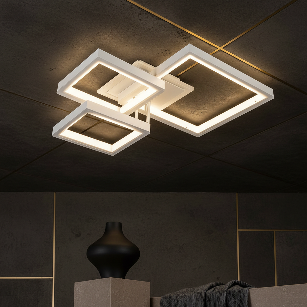 Lustra LED KENO 3 SQUARES White 3 Functii Echivalent 400W Telecomanda