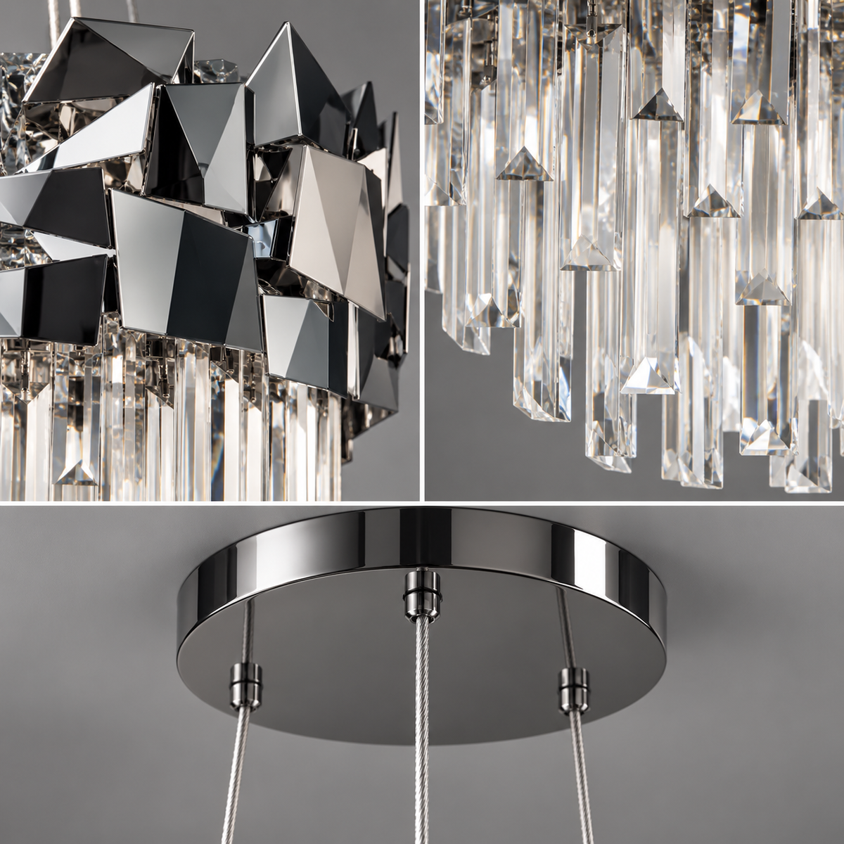 Candelabru Cristal Modern Troy Negru Lucios