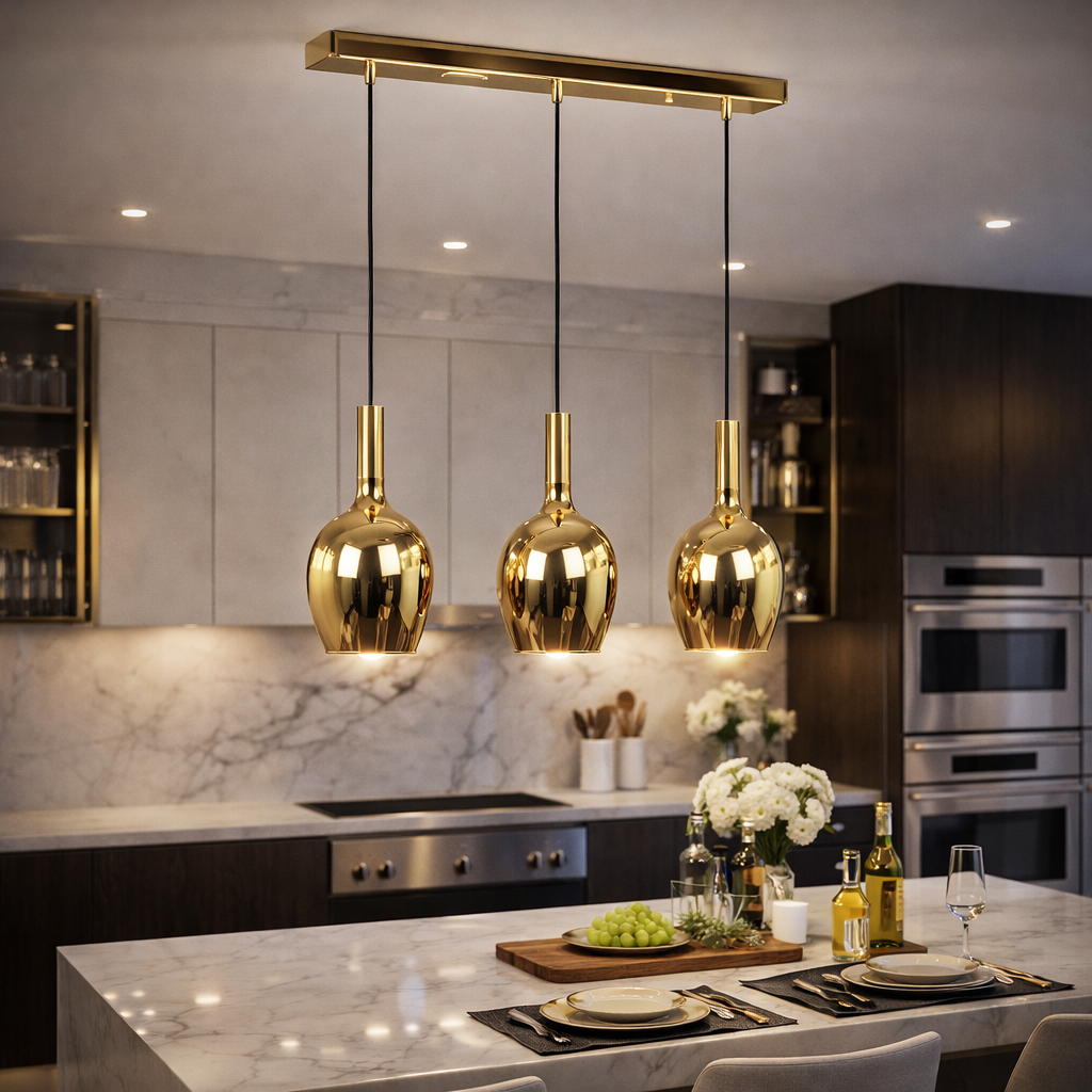 Lustra Suspendata Lugano Black & Gold Premium 3xE14