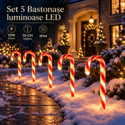 Set 5 x Bastonase Candy LED de Craciun 70CM | IP44 | 10W