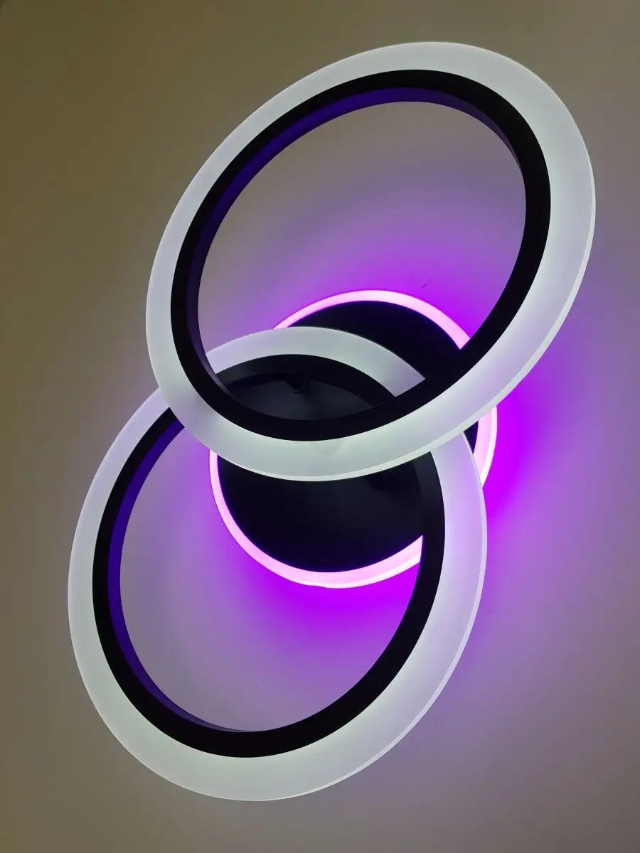 Lustra LED Doua Cercuri Negre RGB Echivalent 250W Telecomanda