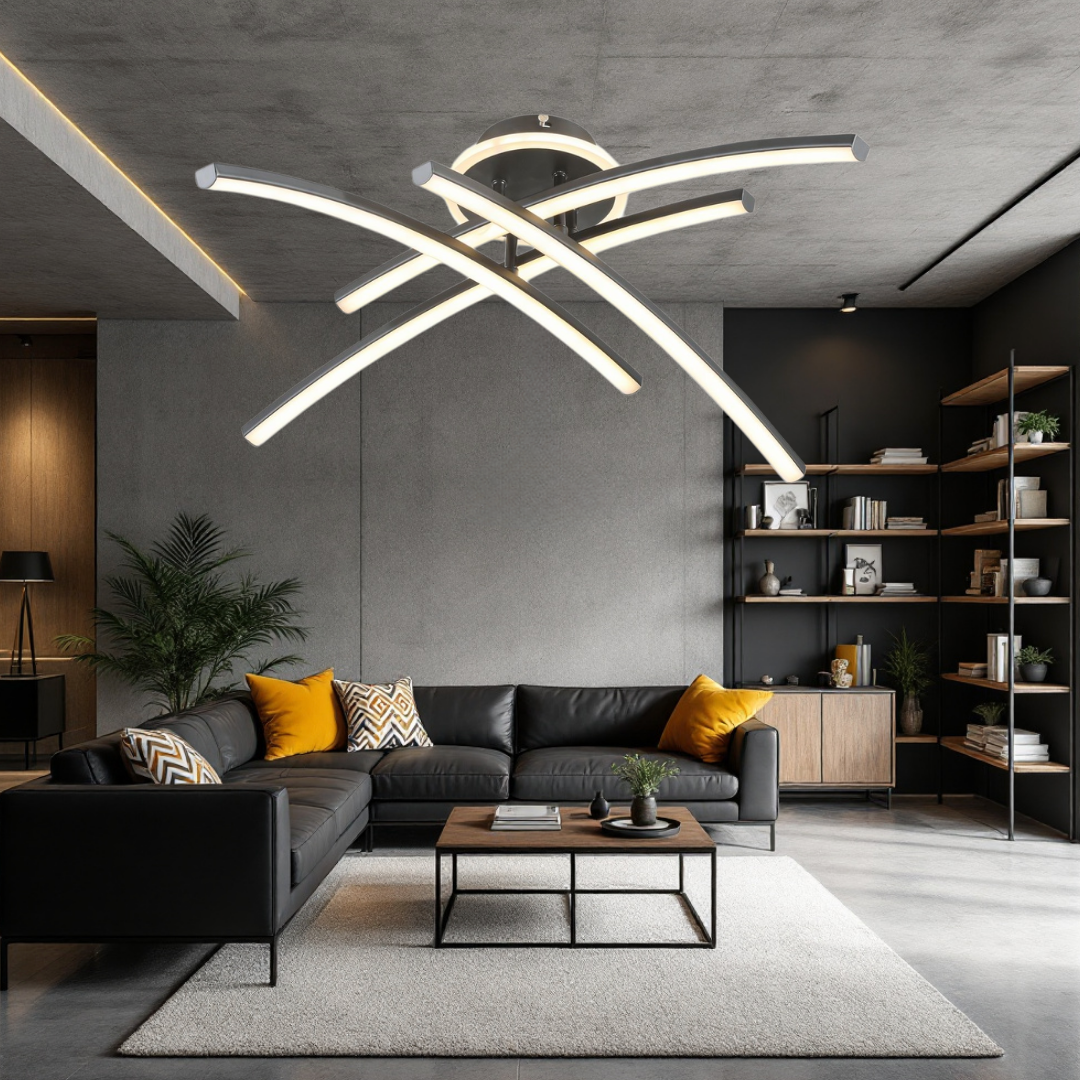 Lustra LED 66W Ophelia 4 Elemente NEAGRA Echivalent 400W Telecomanda