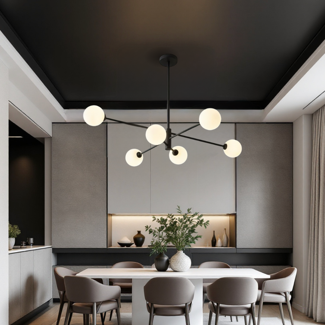 Lustra Abajur Mat Black ROD 6xE27