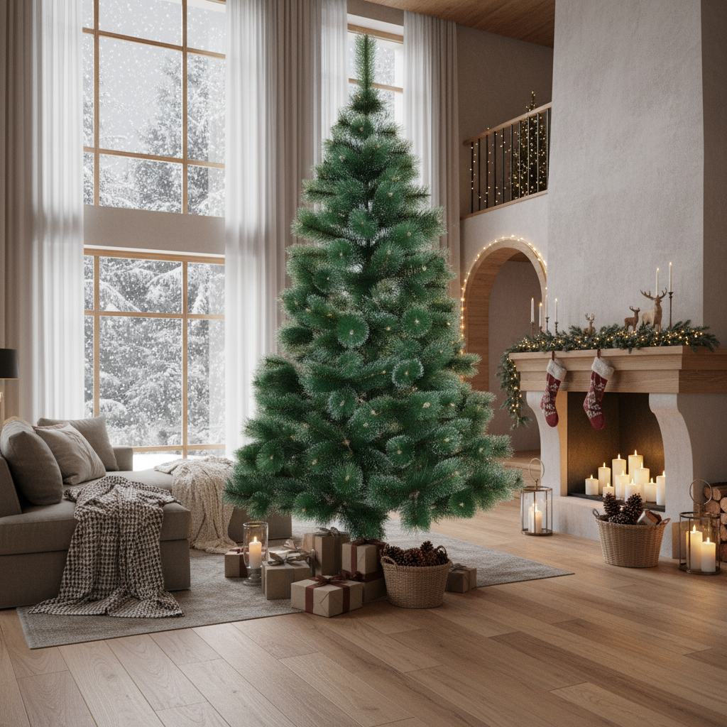 Brad Artificial de Craciun 240cm Pin Varfuri Ninse, Ace 3D, Suport Metalic