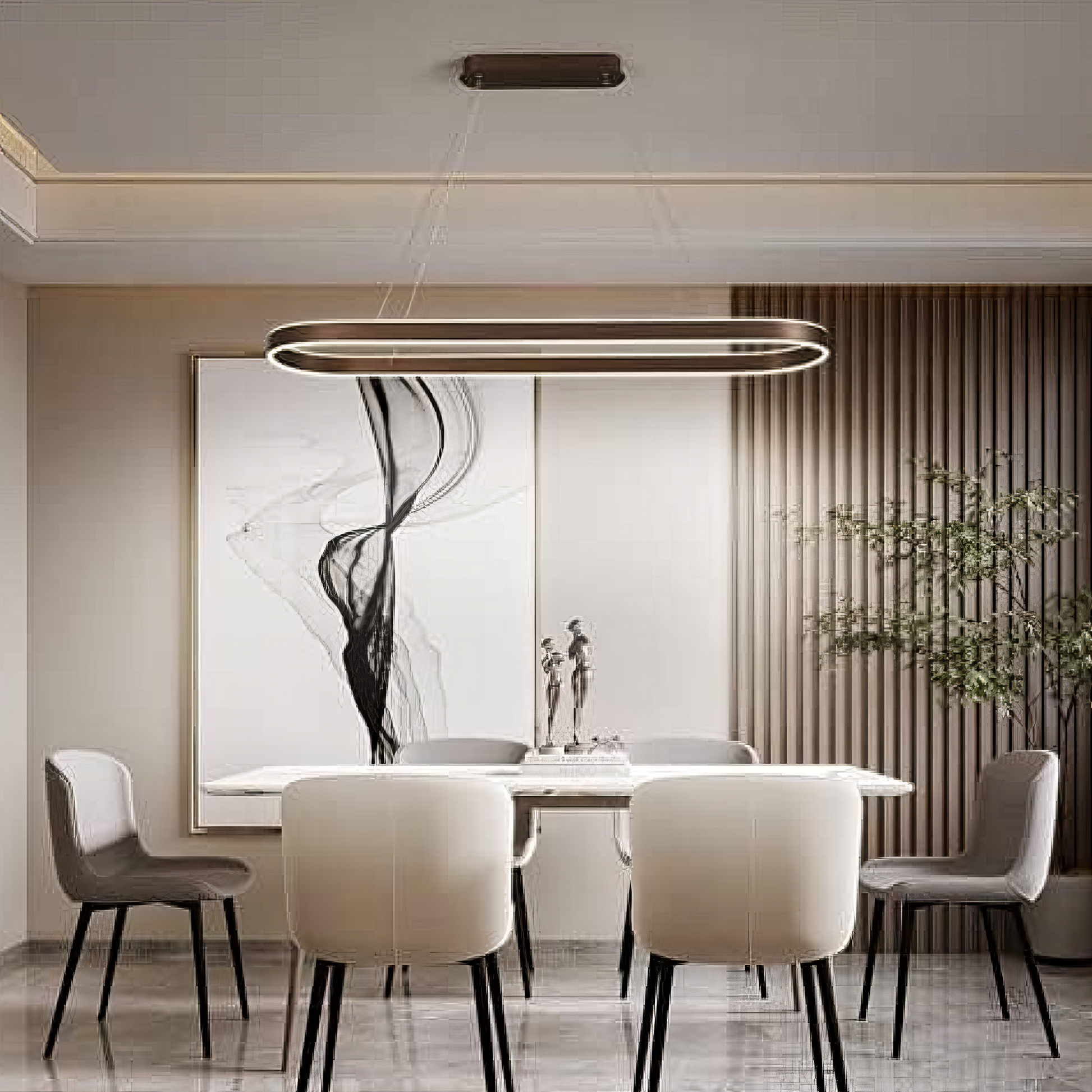 Lustra LED KING Wenge 1 Segment Oval Echivalent 400W Telecomanda