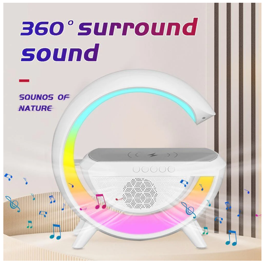 Lampa LED Birou RGB cu incarcare Wireless, Bluetooth si USB