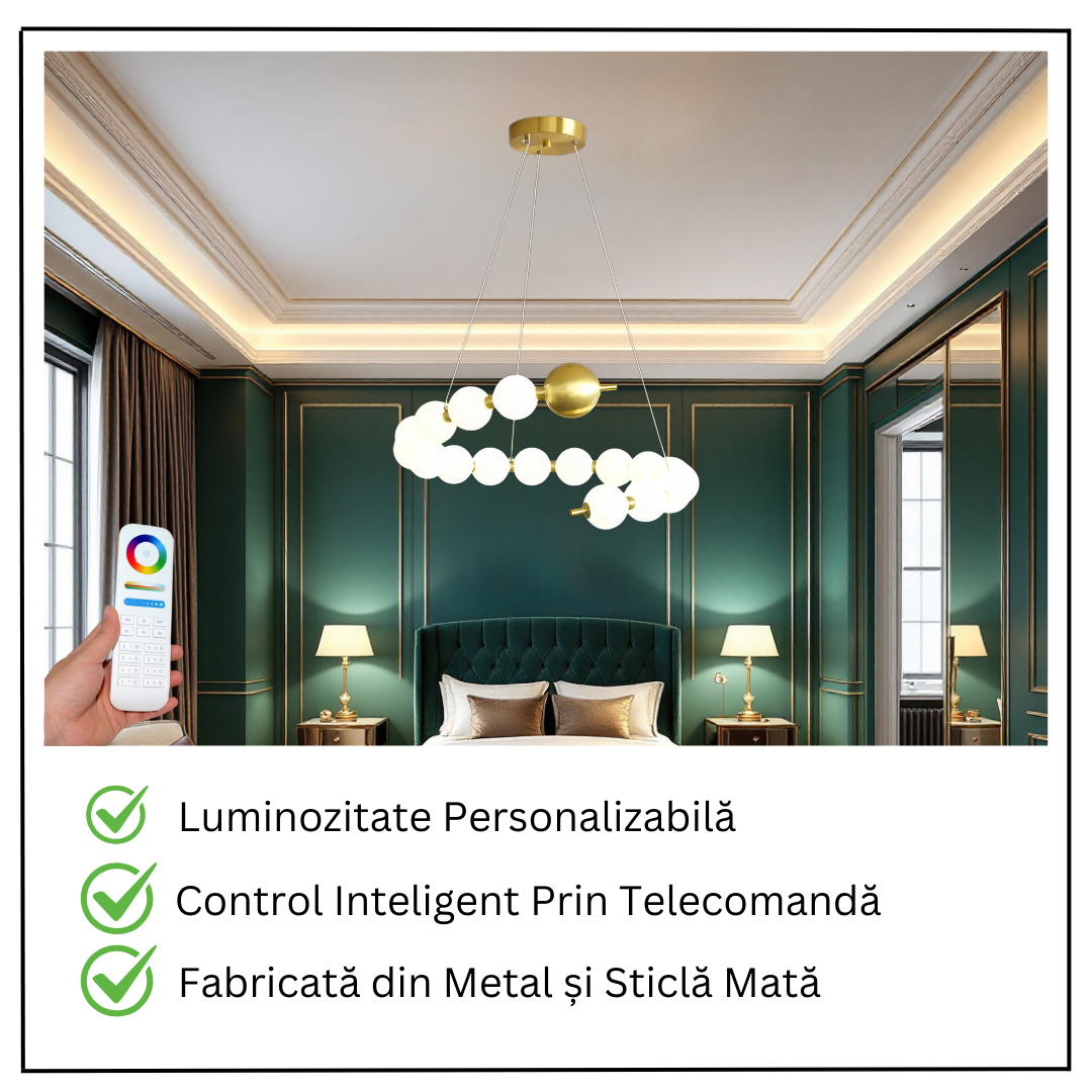 Lustra LED 24×2W MAT GOLD G3974-10 + 1 cu Telecomanda AURIE / ABAJUR Chandeliers