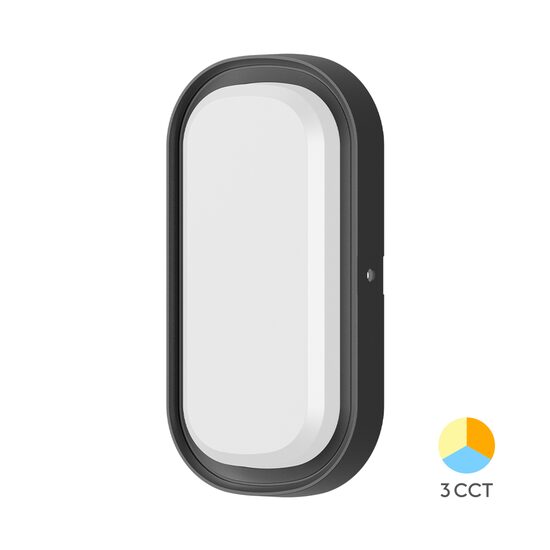 Aplica LED Bulkhead Neagra 18W 2020lm IP65 CCT