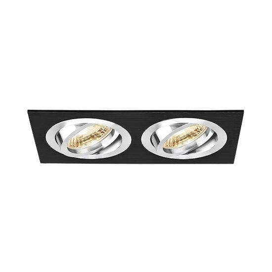 Carcasa Spot Incastrabil Patrat Negru 2xGU5.3