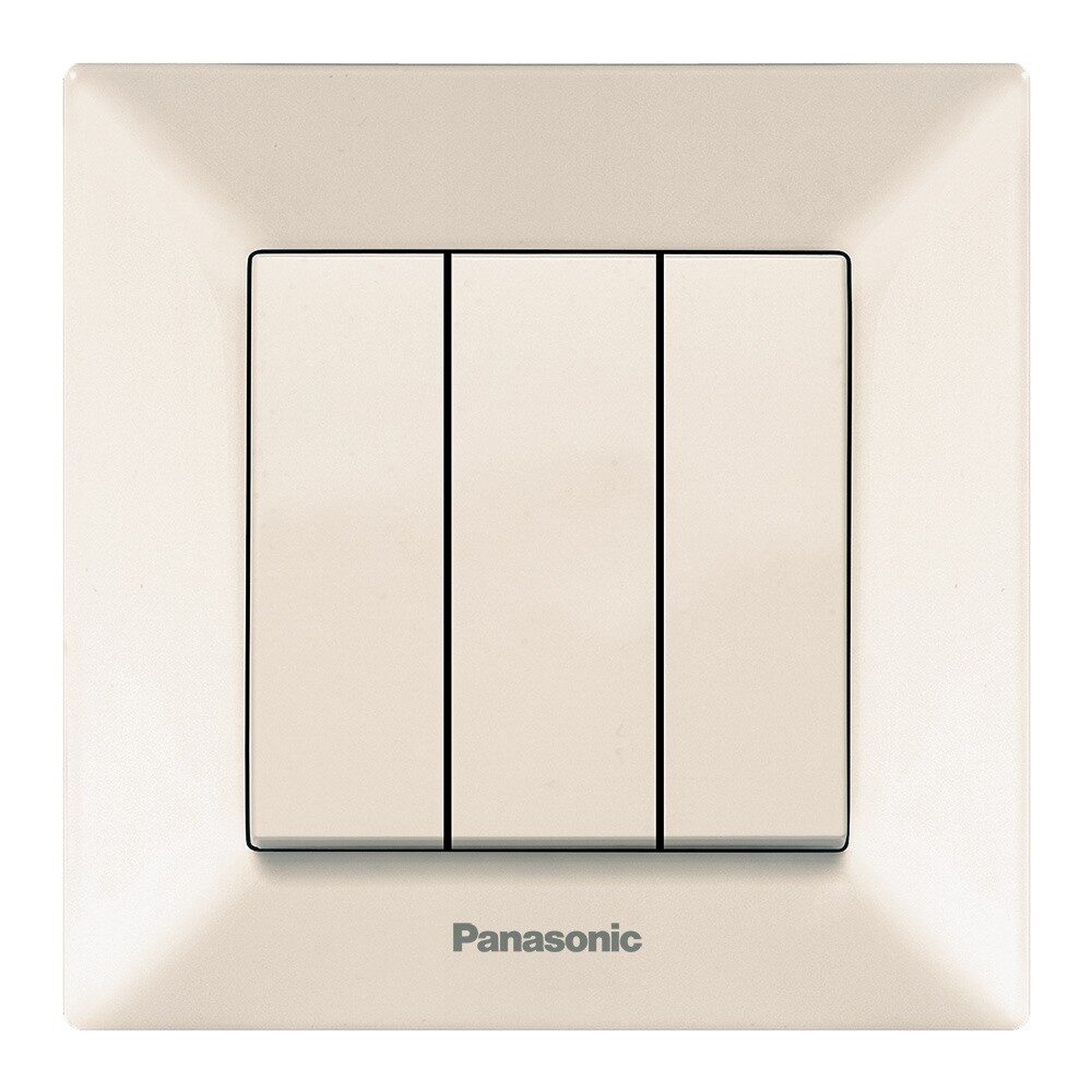 Comutator Triplu Simplu Bej Monobloc Panasonic Arkedia