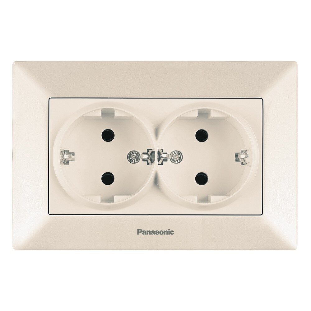 Priza Schuko Dubla Bej Monobloc Panasonic Arkedia