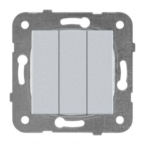 Mecanism Comutator Triplu Simplu Argintiu Monobloc Panasonic Karre Plus
