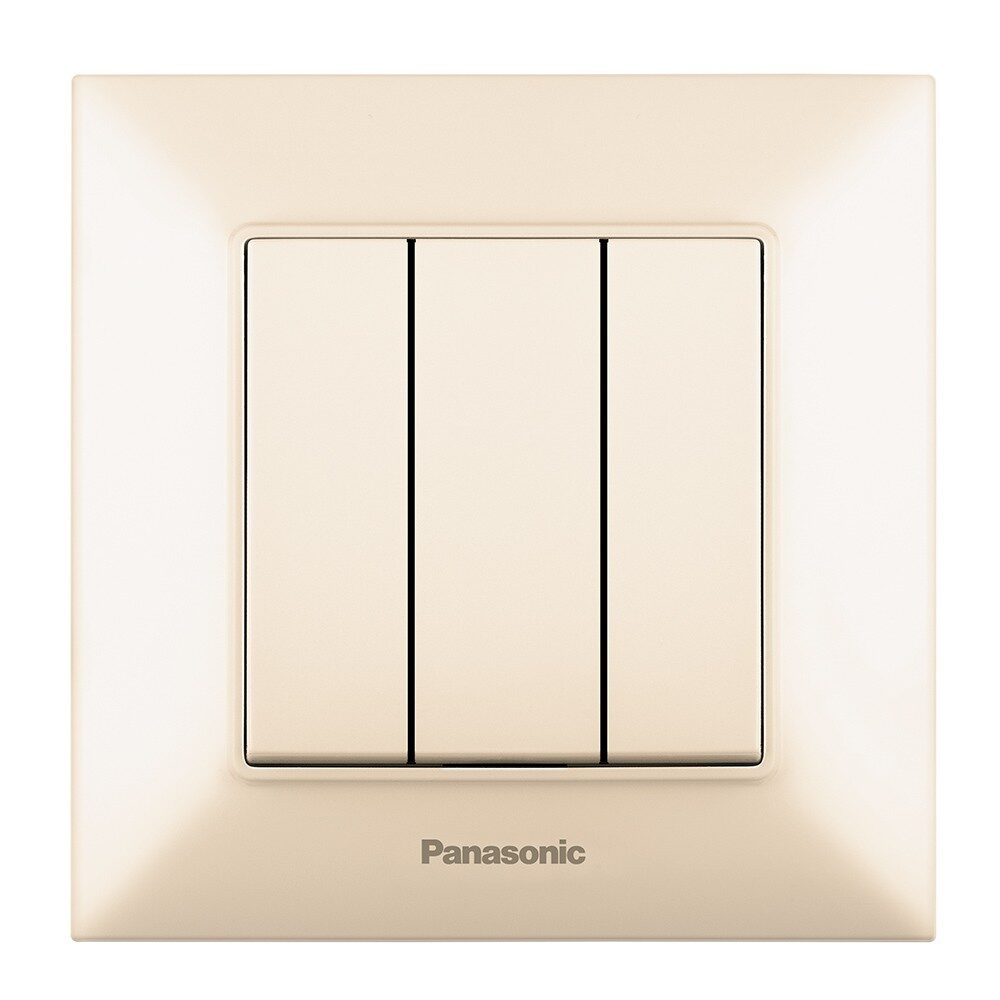 Comutator Triplu Simplu Bej Monobloc Panasonic Arkedia Slim