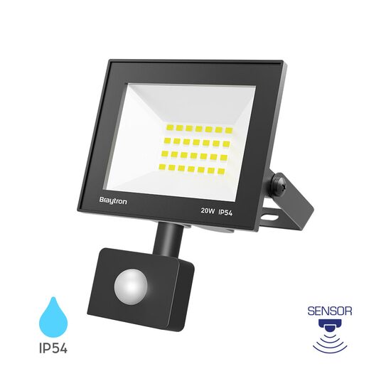 Proiector LED FLOOD Black 20W IP54 cu Senzor 6500K