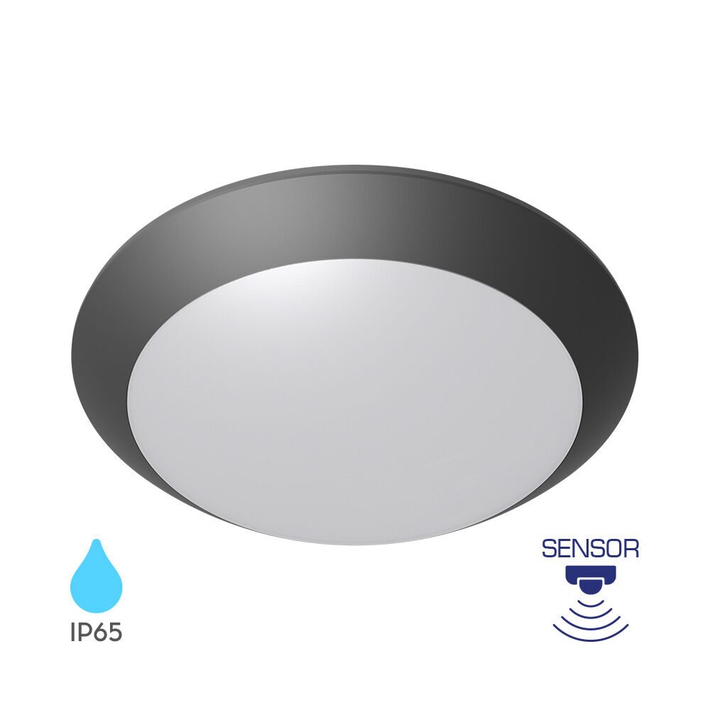 Plafoniera Exterior 1xE27 NAPOLI IP65 Black cu Senzor 5 Ani Garantie