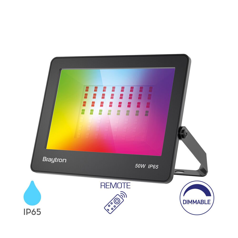 Proiector LED FLOOD Black 50W RGB IP65, Dimabil cu Telecomanda
