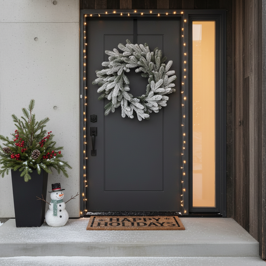 Coronita Artificiala De Craciun pentru Usa Snowcrest