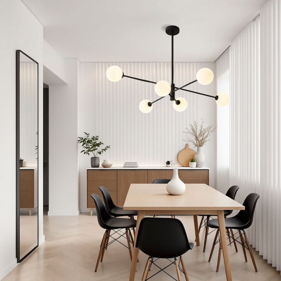 Lustra Abajur Mat Black ROD 6xE27