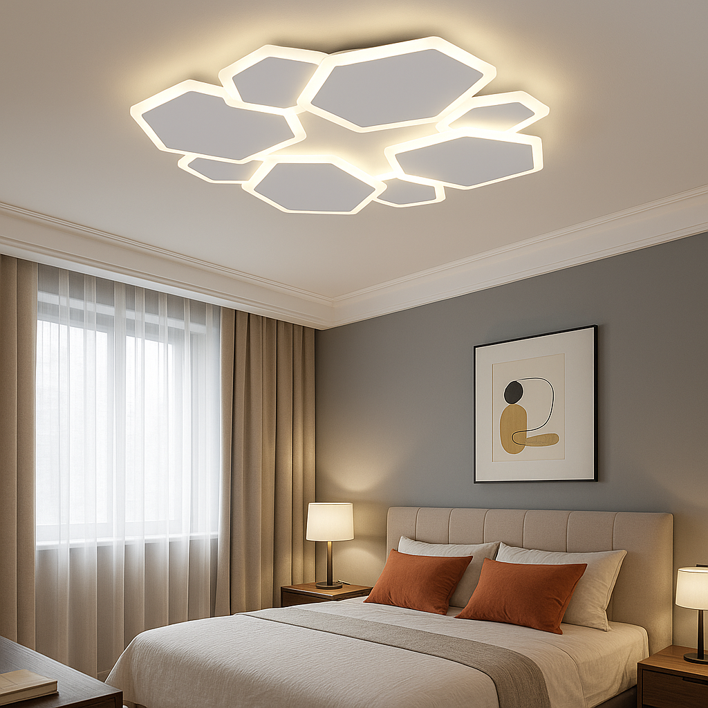 Lustra LED VERRA Hexagons 3 Functii Echivalent 650W Telecomanda