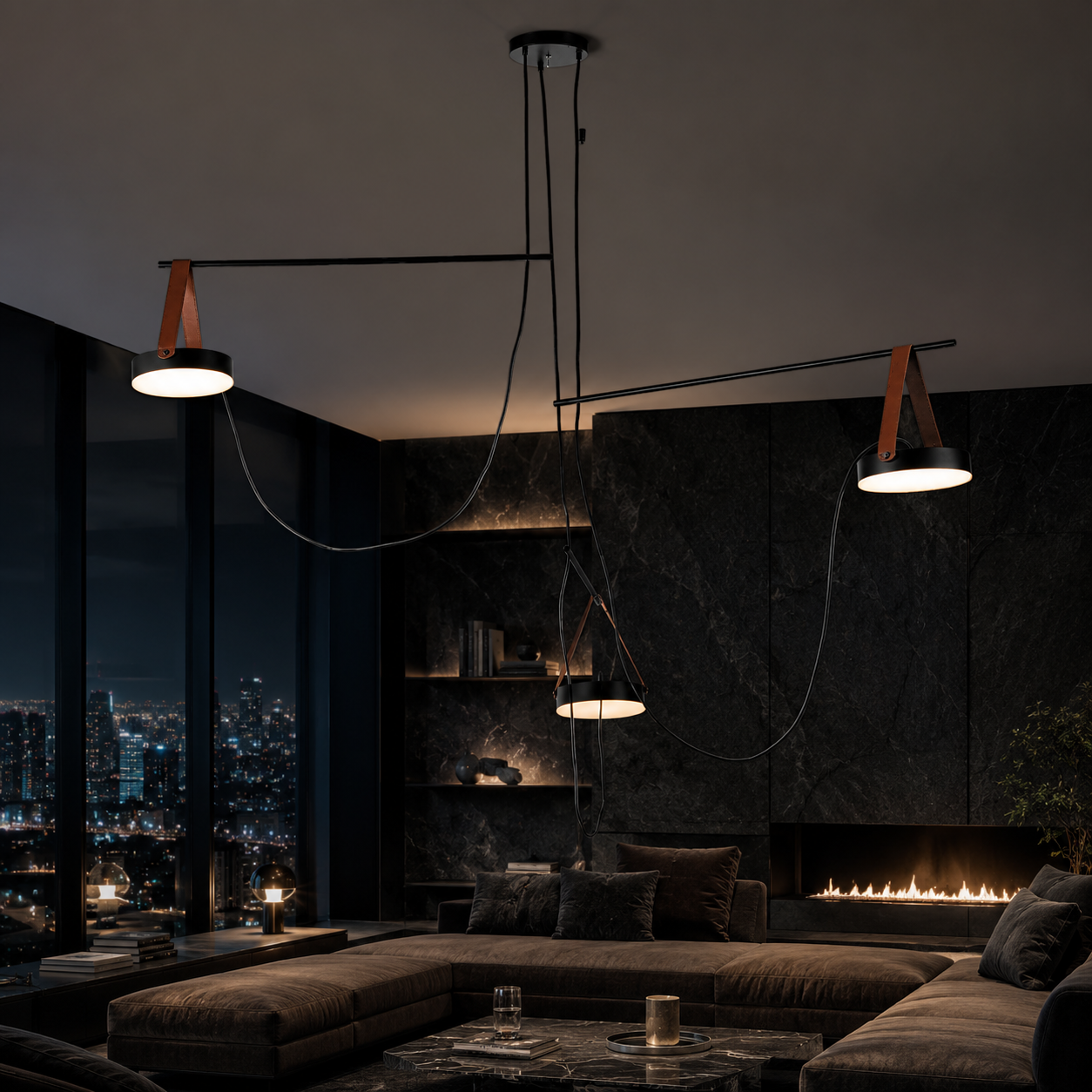 Lustra LED Unique SPECTRUM Black Suspendata Echivalent 300W