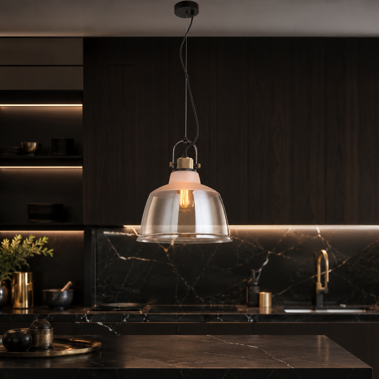 Pendul Unique ASGARD 1xE27 30CM Black&RoseGold