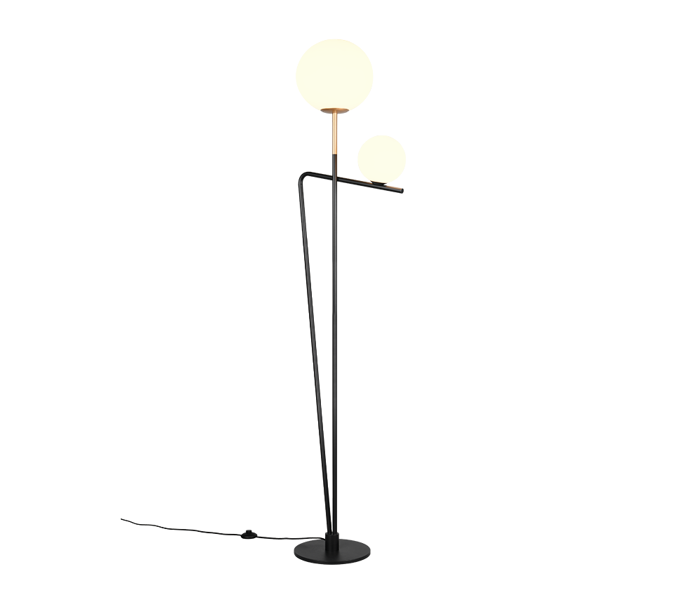 Lampadar Premium Flaming Black & Gold 180CM | 1xE27 & 1xG9