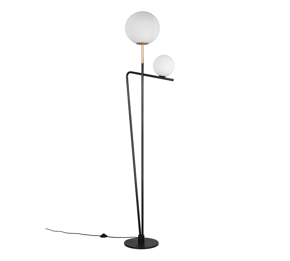Lampadar Premium Flaming Black & Gold 180CM | 1xE27 & 1xG9