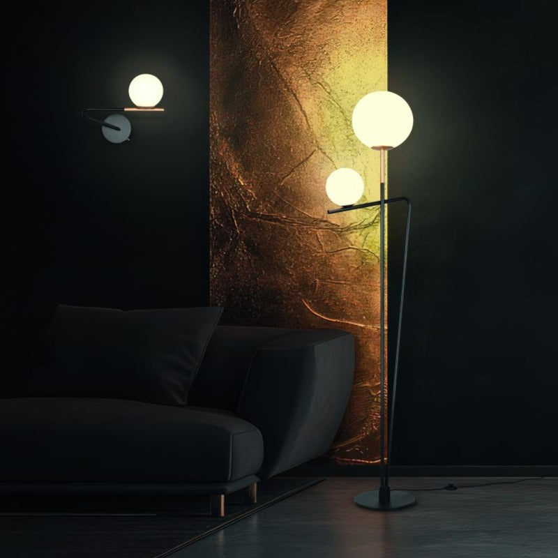 Lampadar Premium Flaming Black & Gold 180CM | 1xE27 & 1xG9